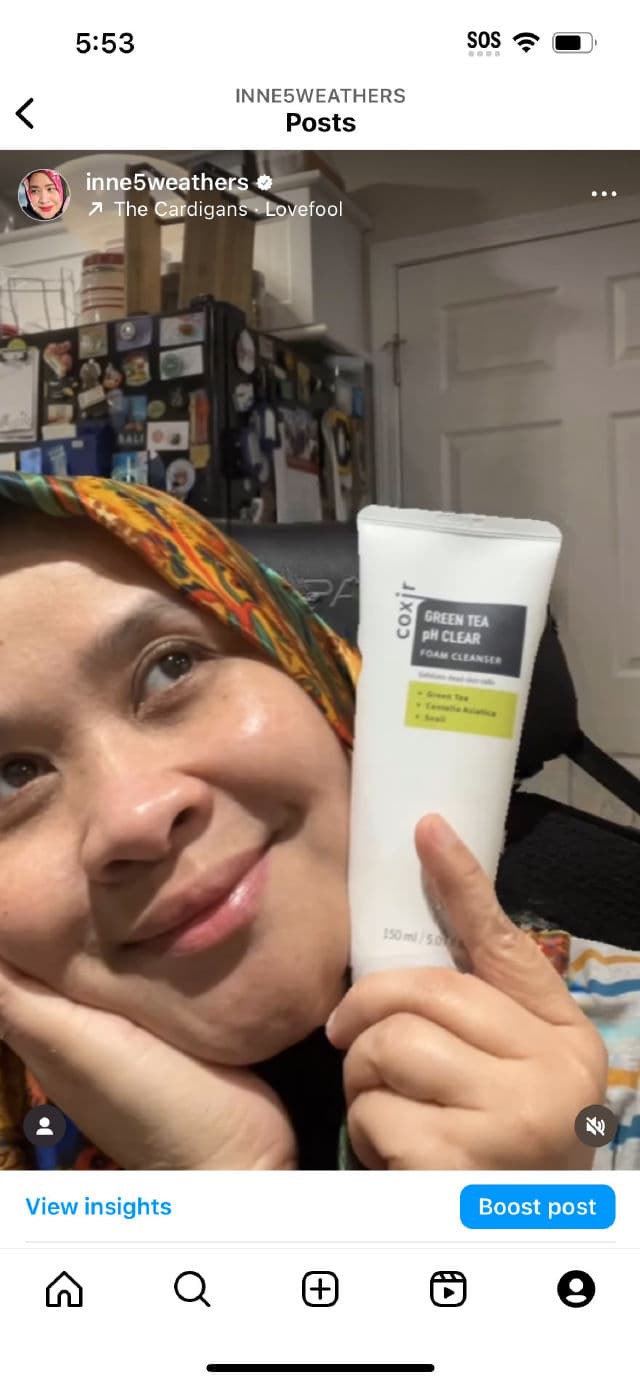 Coxir Green Tea PH Clear Foam Cleanser review photo by EyeNez
