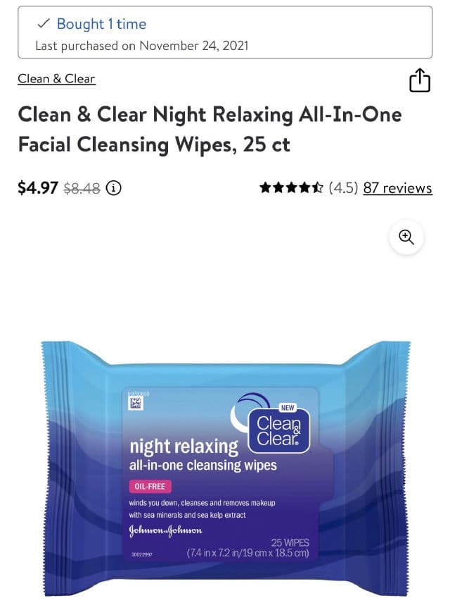 Clean & Clear Night Relaxing All-In-One Cleansing Wipes review photo by oddishfinds