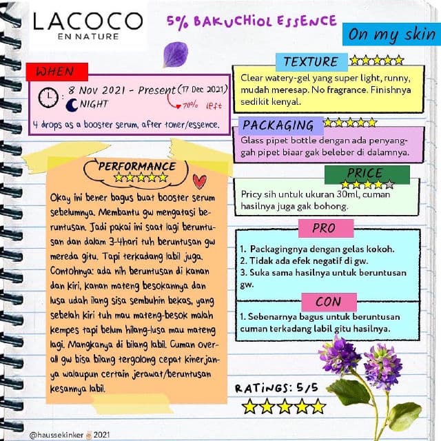 Lacoco en nature 5% Bakuchiol Essence review photo by Haussekinker