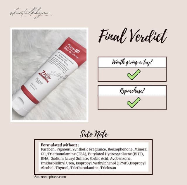 The Plant Base Pore N Anti Sebum Silky Emulsion review photo by Skintalkbymo