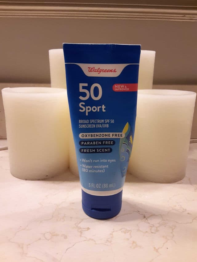 Walgreens Sport Broad Spectrum SPF 50 Sunscreen UVA/UVB review photo by theskinilivein