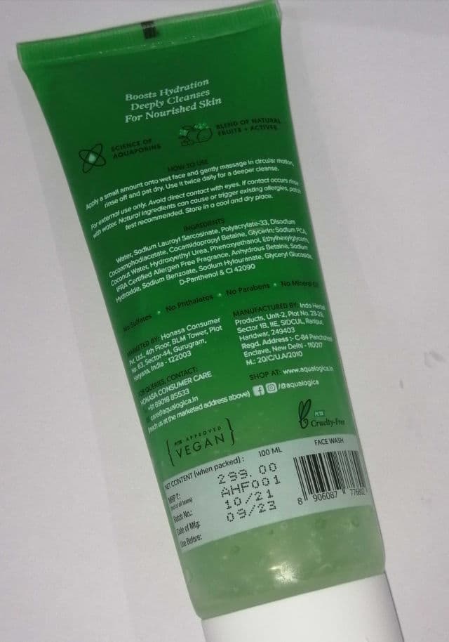 Aqualogica Hydrate+ Face Wash review photo by callistataylor