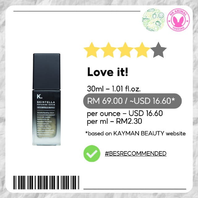 Kayman Beauty Skintella Repairing Serum review photo by skinwithbes