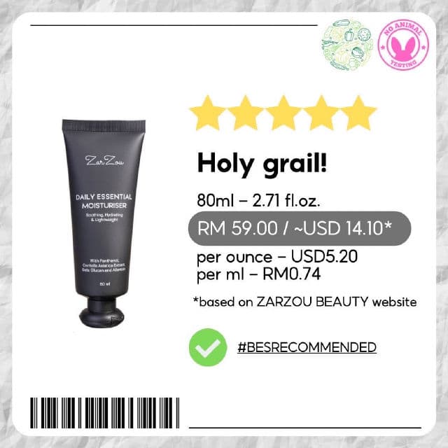 ZarZou Beauty Daily Essential Moisturiser review photo by skinwithbes