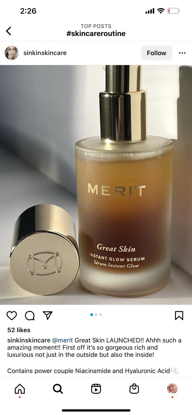 MERIT Beauty Great Skin Instant Glow Serum review photo by Skinsta