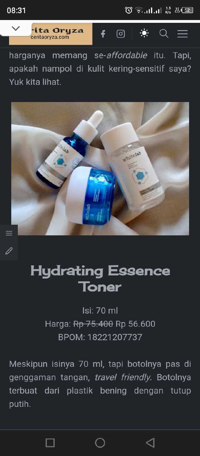 whitelab Hydrating Face Essence review photo by ceritaoryza