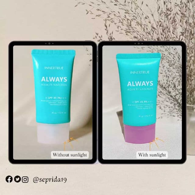 Innertrue Always Aqualite Sunscreen SPF45 PA+++ review photo by sepridawati