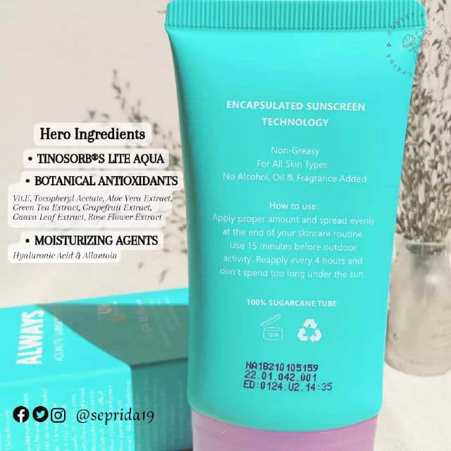 Innertrue Always Aqualite Sunscreen SPF45 PA+++ review photo by sepridawati