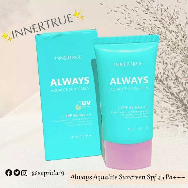 Innertrue Always Aqualite Sunscreen SPF45 PA+++ review photo by sepridawati