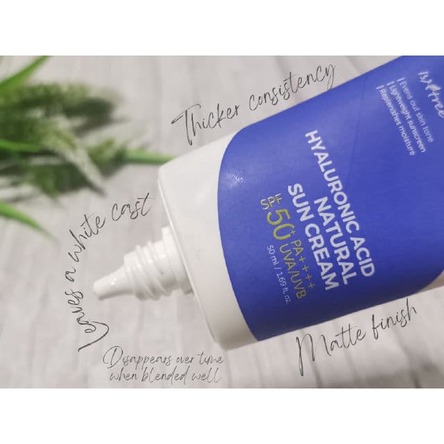 ISNTREE Hyaluronic Acid Natural Sun Cream SPF50+ PA++++ review photo by Whitepaperboat