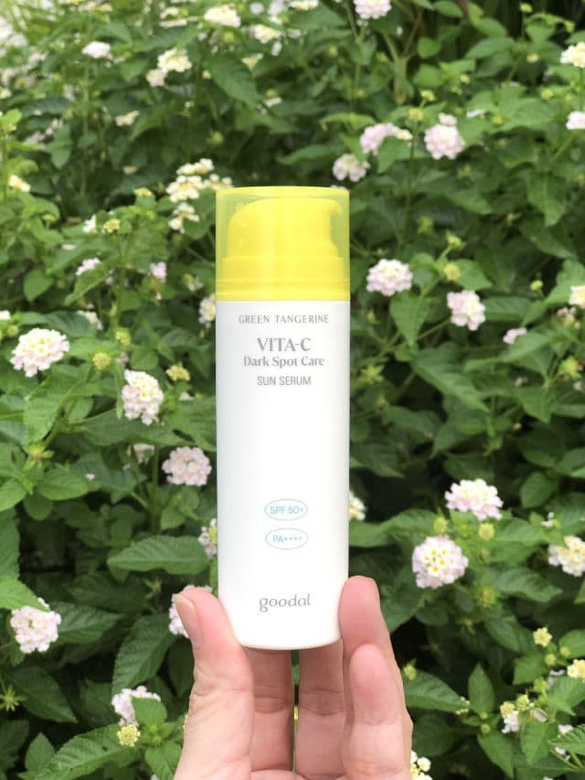 GOODAL Green Tangerine Vita C Dark Spot Care Sun Serum SPF 50+ PA++++  review photo by mommyskincaresecrets