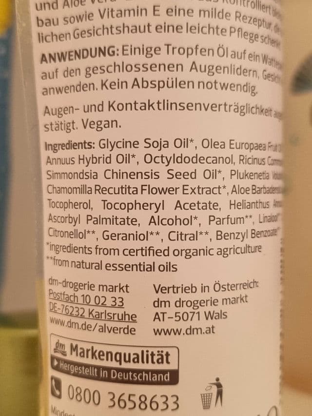 Alverde Naturkosmetik Make-Up-Entferneröl review photo by glowandsunshine
