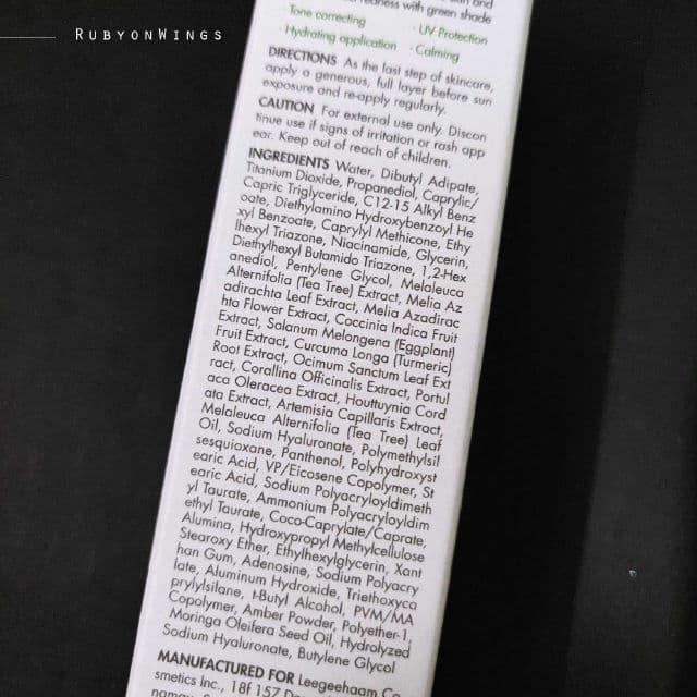 Dr. Ceuracle Tea Tree Purifine Green Up Sun SPF50+ PA++++ review photo by RubyonWings