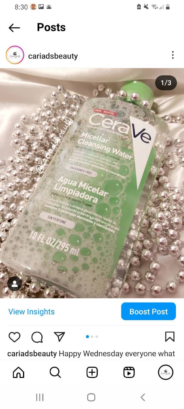 CeraVe Hydrating Micellar Water review photo by cariadsbeauty