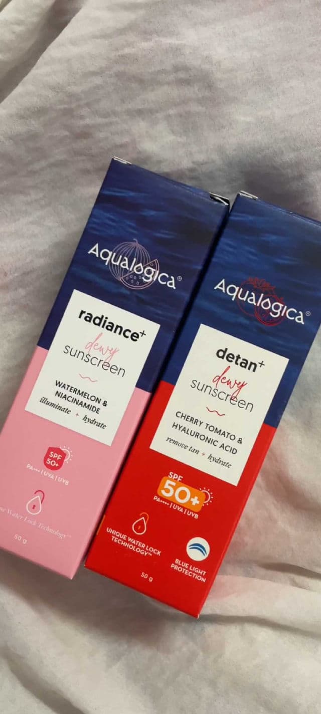 Aqualogica Radiance+ Dewy Sunscreen SPF 50+ PA+++ review photo by Hawwa