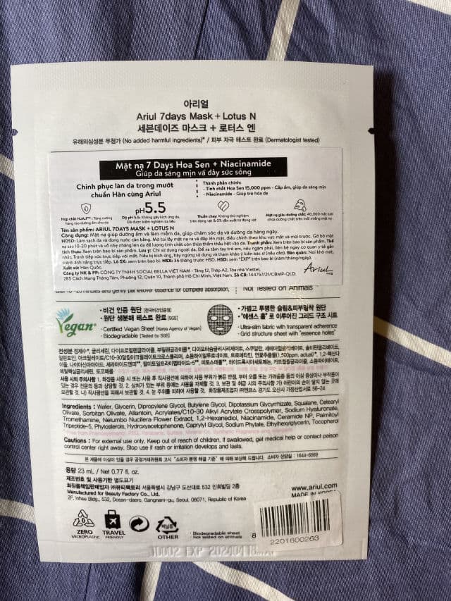 Ariul 7 Days Lotus + N Vitalizing Mask Sheet  review photo by mindayne
