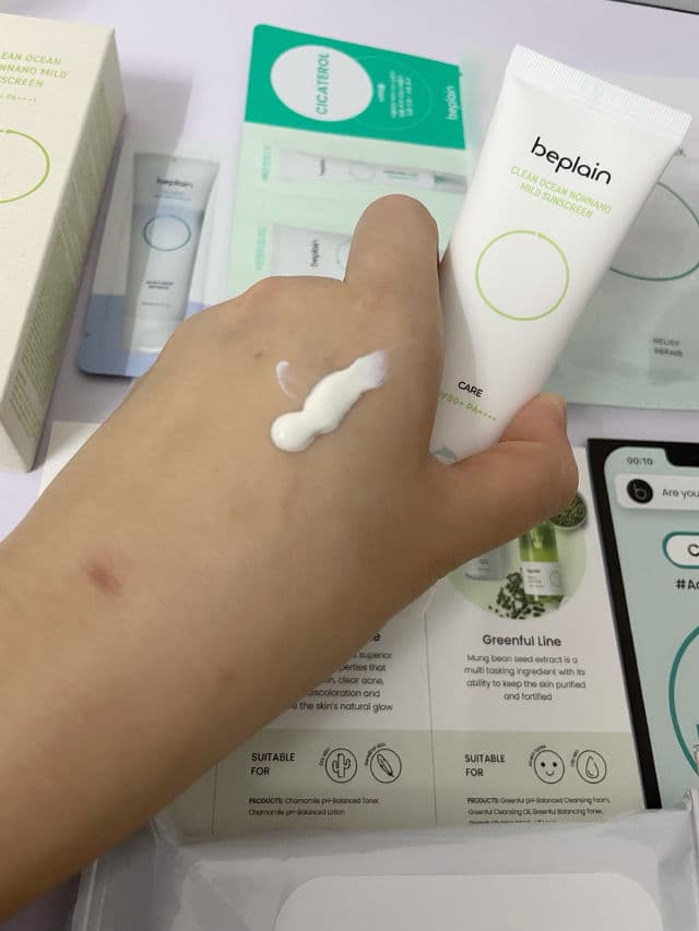 Beplain Clean Ocean Non-Nano Mild Sunscreen SPF50+ PA++++ review photo by MeganGan