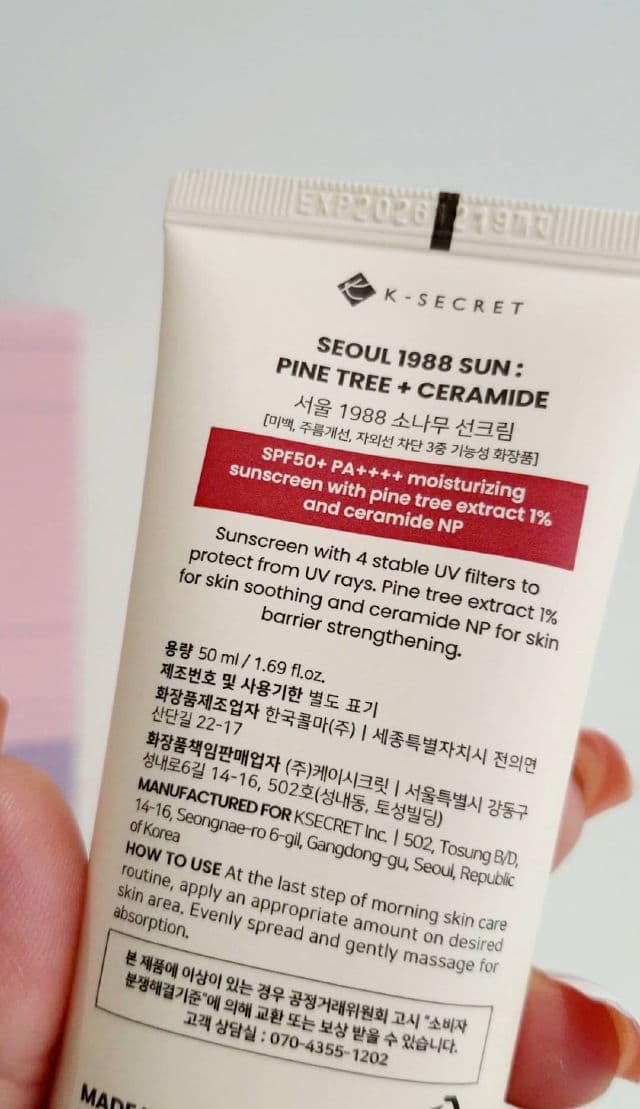 K-Secret Seoul 1988 Sun : Pine Tree + Ceramide SPF50+ PA++++ review photo by Picky44971