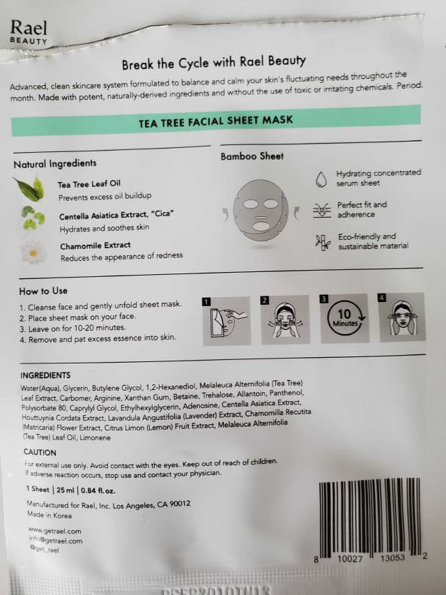 Rael Tea Tree Sheet Masks review photo by OreLu