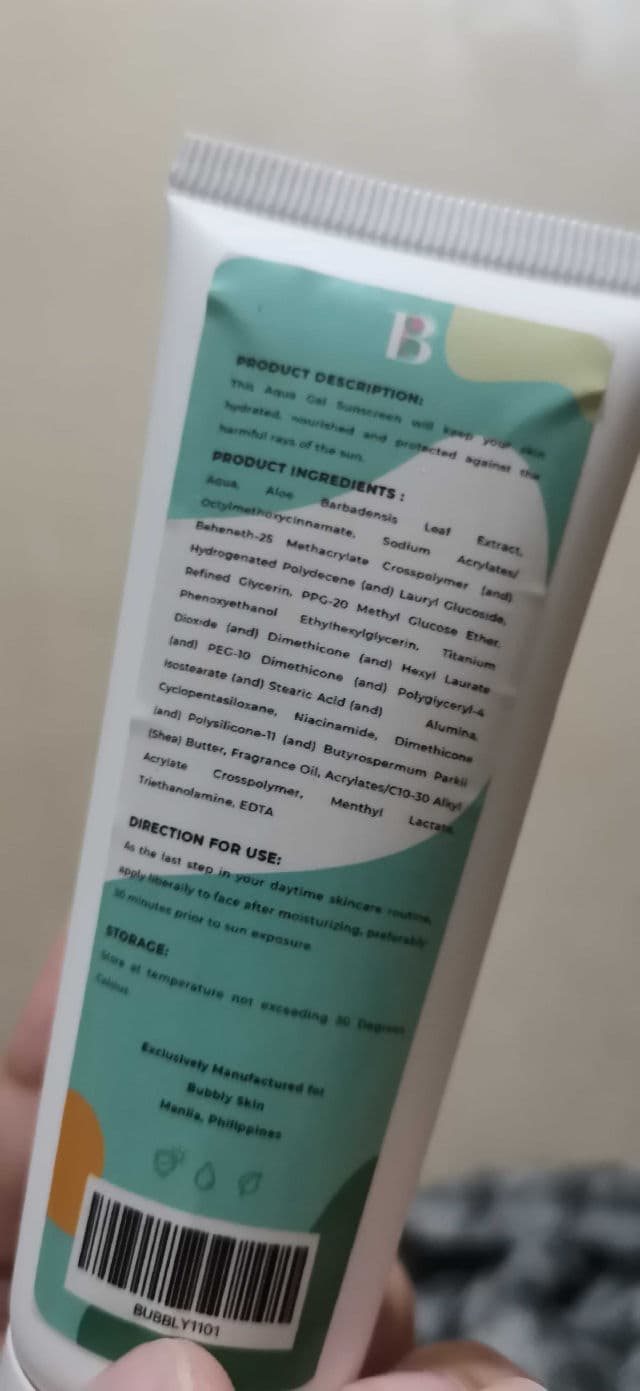 Bubbly Skin Hello Sunshine Hydrogel Sunscreen with Aloe Vera Extract SPF 30 review photo by margauxxx