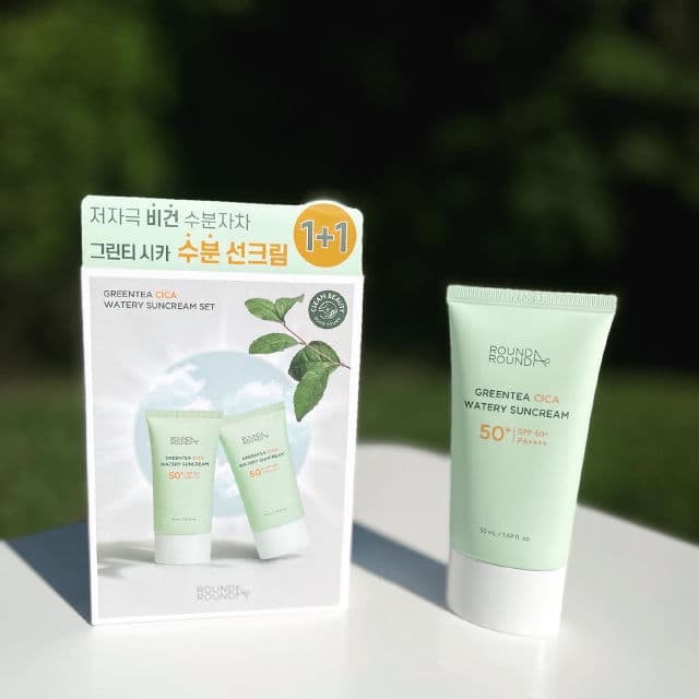 Round A' Round Greentea Cica Watery Sun Cream SPF 50+ PA++++ review photo by queque062