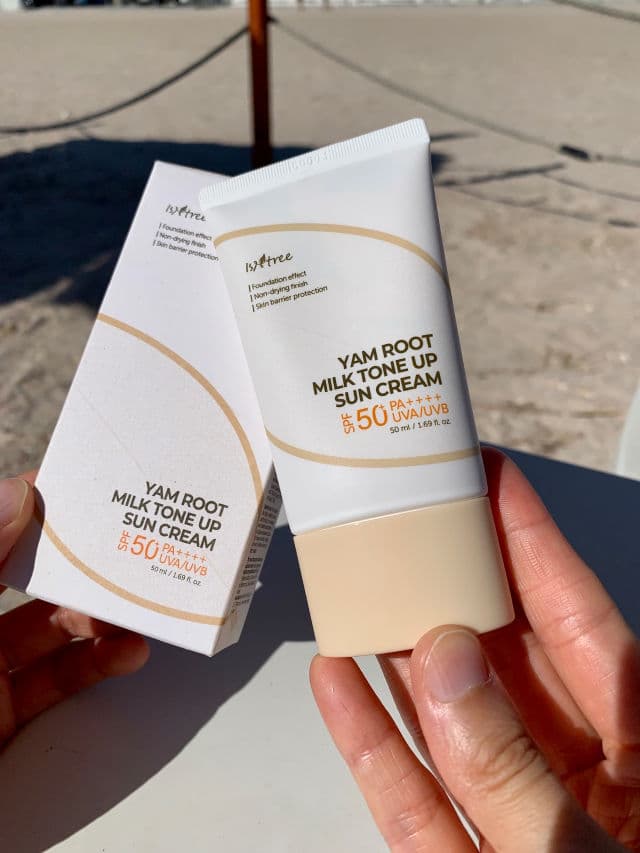 ISNTREE Yam Root Milk Tone Up Sun Cream SPF50+ PA++++ review photo by AlexandraPainter