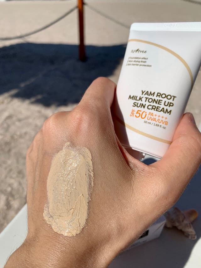 ISNTREE Yam Root Milk Tone Up Sun Cream SPF50+ PA++++ review photo by AlexandraPainter