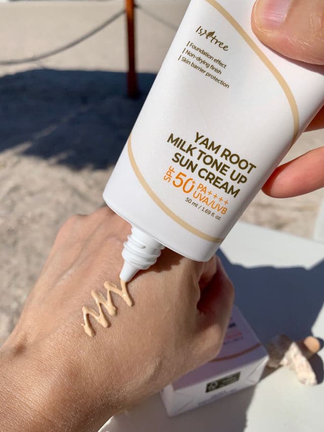 ISNTREE Yam Root Milk Tone Up Sun Cream SPF50+ PA++++ review photo by AlexandraPainter