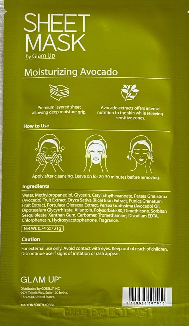 Glam Up Moisturizing Avocado Sheet Mask review photo by Lingua