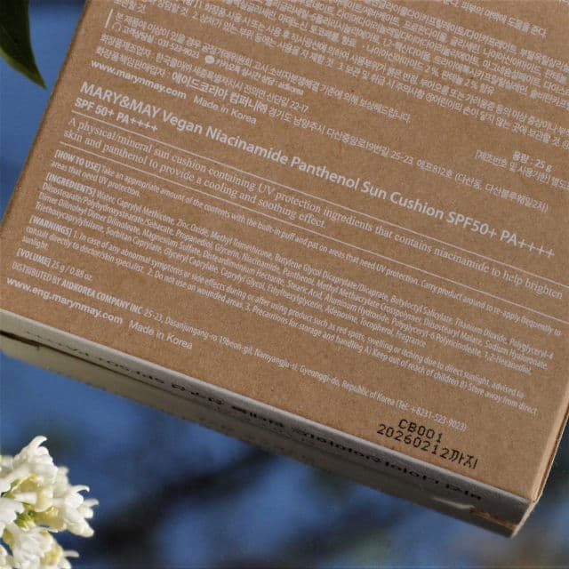 Mary&May Vegan Niacinamide Panthenol Sun Cushion SPF50+ PA++++ review photo by Celestinehathor