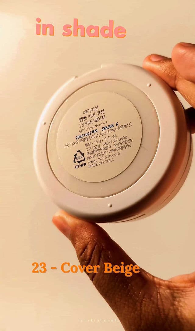 Heimish Velvet Cover Cushion SPF50+ PA++++ review photo by Letskinbeaute