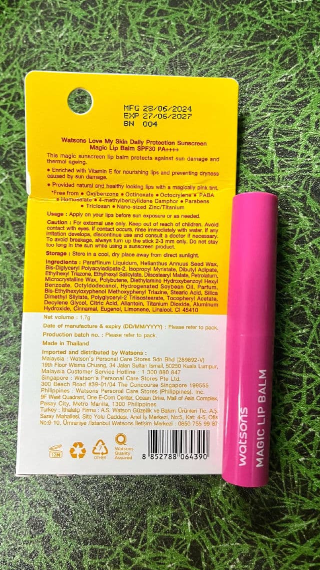 Watsons Daily Protection Sunscreen Magic Lip Balm SPF30 PA++++ review photo by fairytaleeya