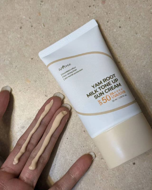 ISNTREE Yam Root Milk Tone Up Sun Cream SPF50+ PA++++ review photo by ChillinWithQuanie