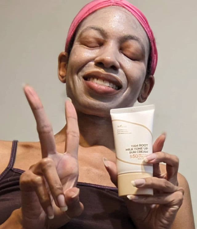 ISNTREE Yam Root Milk Tone Up Sun Cream SPF50+ PA++++ review photo by ChillinWithQuanie