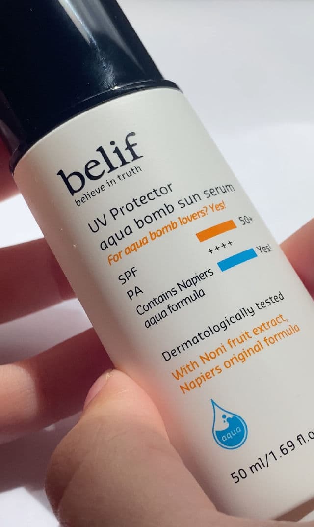 belif UV Protector Aqua Bomb Sun Serum SPF50+ PA++++ review photo by skinsupportco