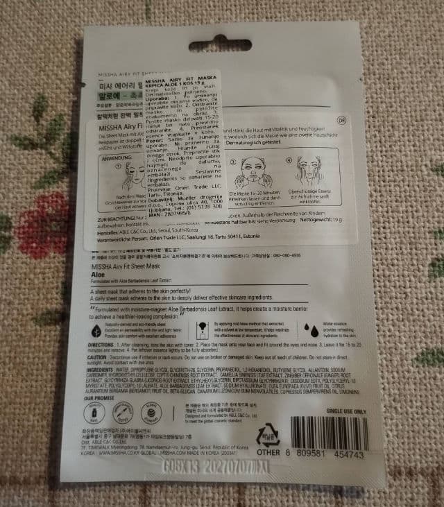Airy Fit Sheet Mask product review