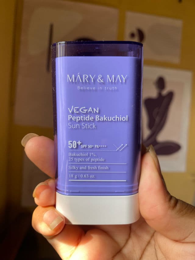 Mary&May Vegan Peptide Bakuchiol Sun Stick SPF50+ PA++++ review photo by QueenMay