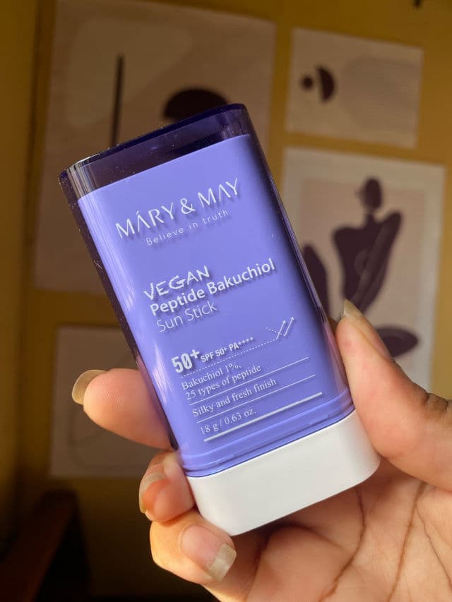 Mary&May Vegan Peptide Bakuchiol Sun Stick SPF50+ PA++++ review photo by QueenMay