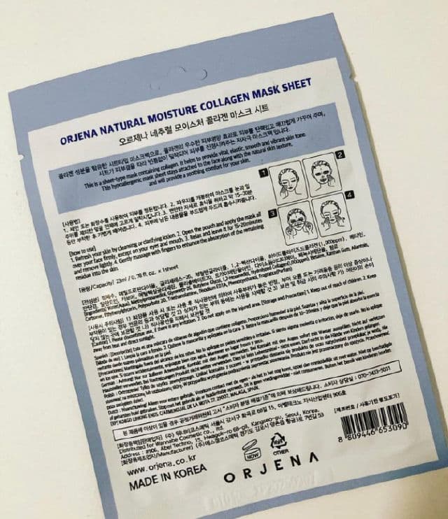 Orjena Natural Moisture Collagen Mask Sheet review photo by Beautyadictas