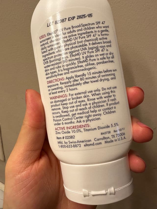 EltaMD UV Pure Broad-Spectrum SPF 47 review photo by toriiaaa