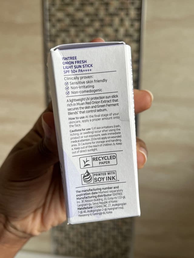Onion Fresh Light Sun Stick SPF50+ PA++++ product review
