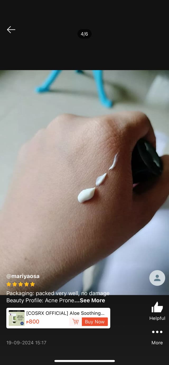 COSRX Aloe Soothing Sun Cream SPF50+ PA+++ review photo by rialee