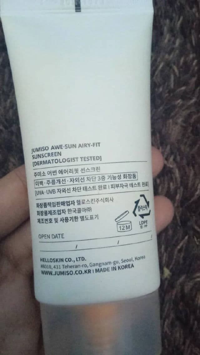 Awe-Sun Airyfit Sunscreen SPF50+ PA ++++  product review
