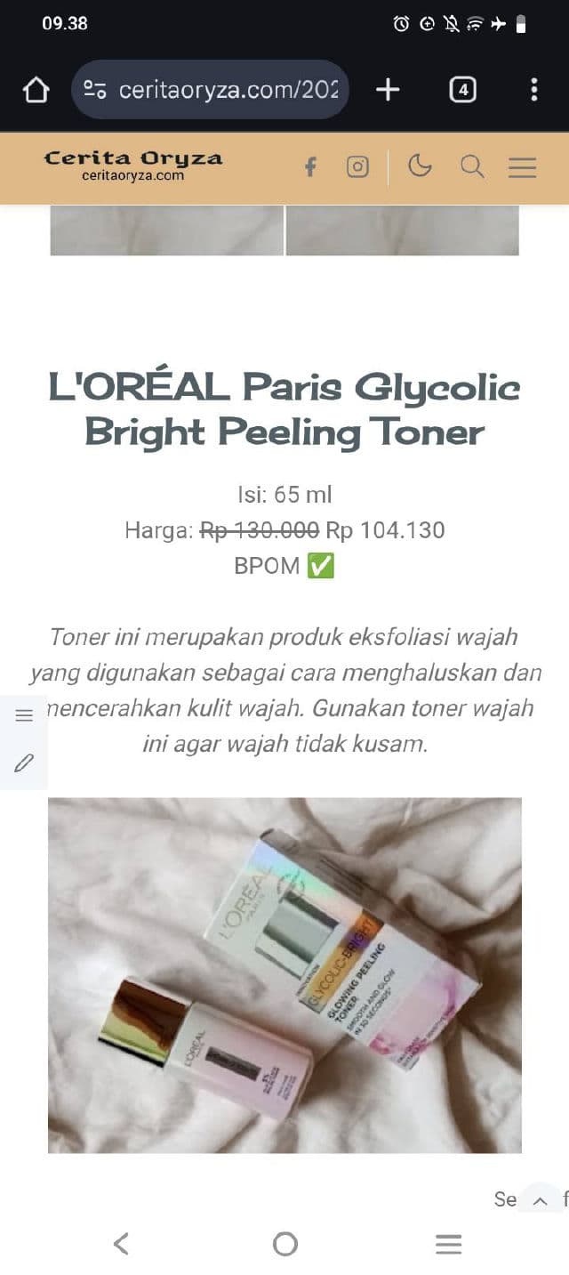 L'Oreal Paris Glycolic-Bright 5% Glycolic Acid Peeling Toner review photo by ceritaoryza