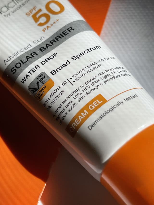 Dermaction Plus by Watsons Advanced Sun Water Drop Cream Gel SPF50 review photo by vvmskincare
