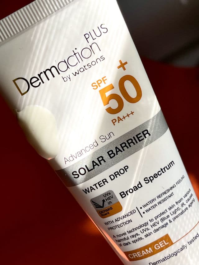 Dermaction Plus by Watsons Advanced Sun Water Drop Cream Gel SPF50 review photo by vvmskincare