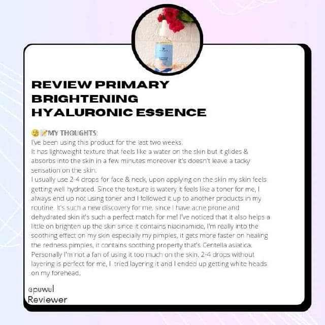 Primary Brightening Hyaluronic Essence review photo by puwul