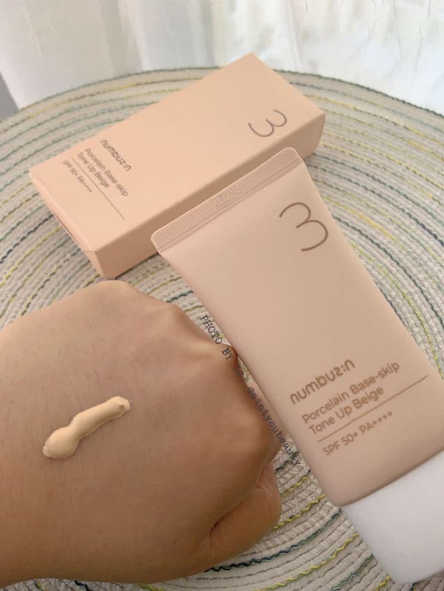 numbuzin No.3 Porcelain Base-Skip Tone Up Beige SPF50+ PA++++ review photo by Ainodyc