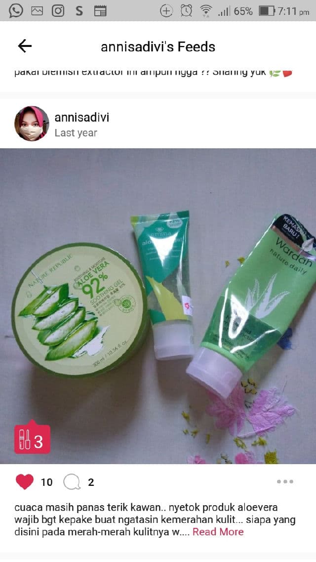 Wardah Nature Daily Aloe Hydramild Multifunction Gel review photo by Annisadivi