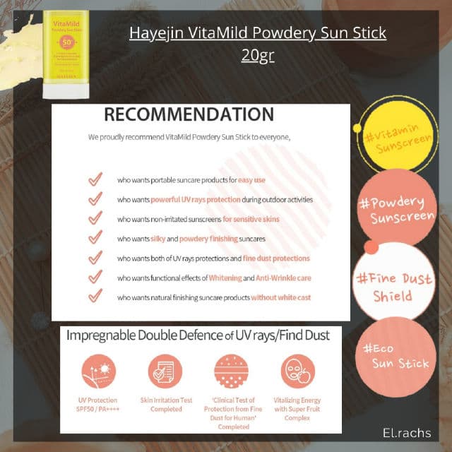 HAYEJIN VitaMild Powdery Sun Stick SPF50+ PA++++ review photo by ElleRachs